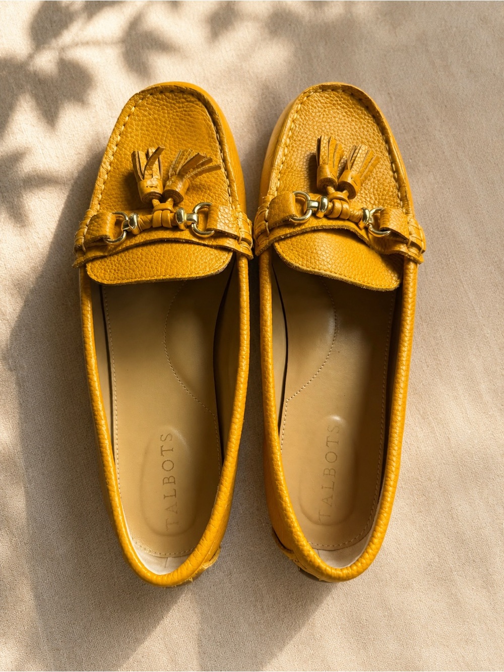 Talbots Golden Yellow Leather Tassel Loafers-size 9